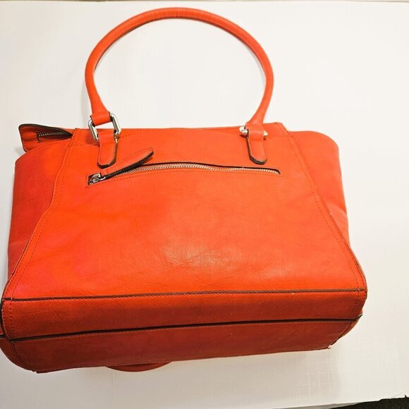 Liz Claiborne Tangerine Orange Tuxedo Tote Bag 17" x 11" x 6" - Picture 3 of 5